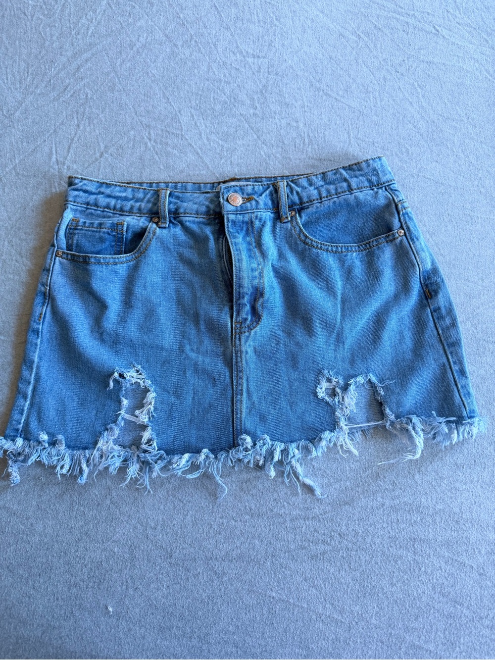 Forever 21 Light Blue Denim Skirt with Contrast Stitching